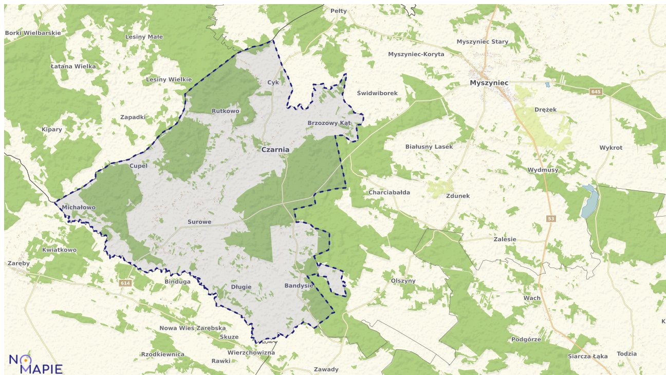 Mapa obszarów ochrony przyrody Czarni